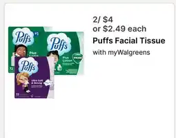 Walgreens Puffs Facial Tissue offer