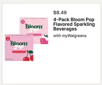 Walgreens 4-Pack Bloom Pop Flavored Sparkling Beverages offer