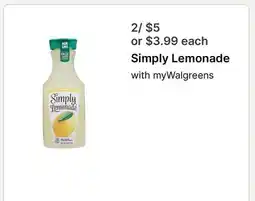 Walgreens Simply Lemonade offer
