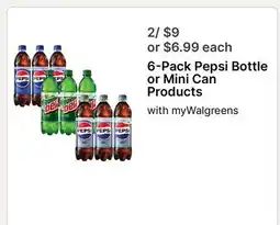Walgreens 6-Pack Pepsi Bottle or Mini Can Products offer