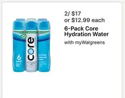 Walgreens 6-Pack Core Hydration Water offer