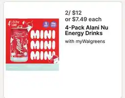 Walgreens 4-Pack Alani Nu Energy Drinks offer