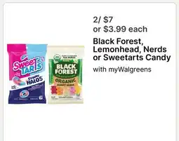 Walgreens Black Forest, Lemonhead, Nerds or Sweetarts Candy offer