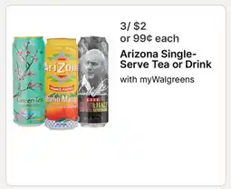 Walgreens Arizona Single-Serve Tea or Drink offer