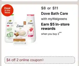 Walgreens Dove Bath Care offer