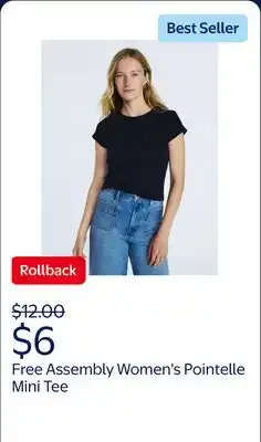 Walmart Free Assembly Women's and Women's Plus Pointelle Mini Tee with Short Sleeves offer