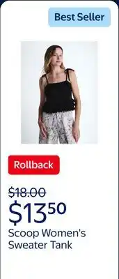 Walmart Scoop Women's Tie Ruffle Sweater Tank offer