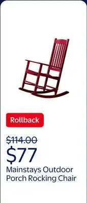 Walmart Mainstays Outdoor Wood Porch Rocking Chair, Red offer