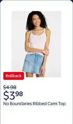 Walmart No Boundaries Ribbed Cami Top offer
