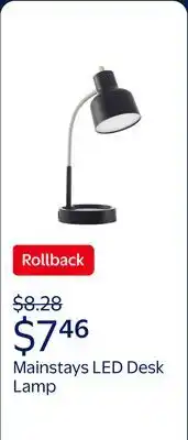 Walmart Mainstays LED Desk Lamp with Catch-All Base & AC Outlet, Matte Black offer