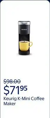 Walmart Keurig K-Mini Single Serve K-Cup Pod Coffee Maker, Black offer