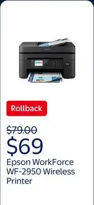 Walmart Epson WorkForce WF-2950 All-in-One Wireless Color Printer with Scanner, Copier and Fax offer