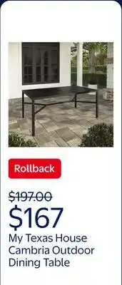 Walmart My Texas House Cambria 67 Steel Outdoor Dining Table, Black offer