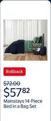 Walmart Mainstays 14pc College Dorm Essentials Bundle, Twin-XL, Reversible Bed in a Bag Comforter Set, Navy offer