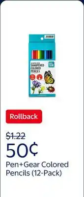Walmart Pen+Gear Sharpened Colored Pencils, Assorted Colors, 12 Count offer