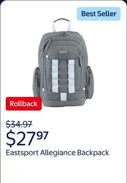 Walmart Eastsport Unisex Allegiance Expandable Recycled Backpack, Ash Grey offer