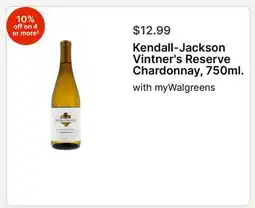 Walgreens Kendall-Jackson Vintner's Reserve Chardonnay, 750ml offer