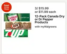 Walgreens 12-Pack Canada Dry or Dr Pepper Products offer