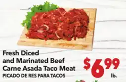 Vallarta Supermarkets Fresh Diced and Marinated Beef Carne Asada Taco Meat / PICHADO DE RES PARA TACOS offer