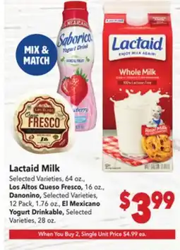 Vallarta Supermarkets Lactaid Milk offer
