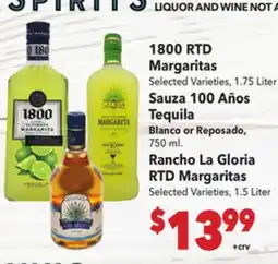 Vallarta Supermarkets 1800 RTD Margaritas offer