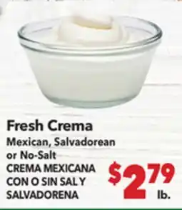 Vallarta Supermarkets Fresh Crema / CREMA MEXICANA CON O SIN SAL Y SALVADORENA offer