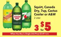 Vallarta Supermarkets Squirt, Canada Dry, 7up, Cactus Cooler or A&W offer