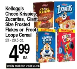 Superior Grocers Kellogg's Choco Krispies, Zucaritas, Giant Size Frosted Flakes or Froot Loops Cereal offer