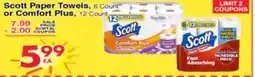 Superior Grocers Scott Paper Towels, 6 Count. or Comfort Plus, 12 Count offer