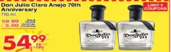 Superior Grocers Don Julio Claro Anejo 70th Anniversary offer