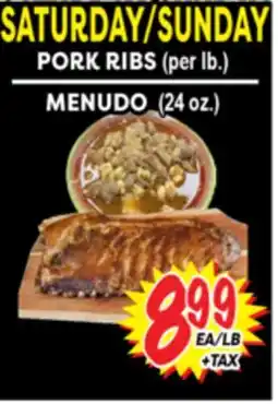 Superior Grocers PORK RIBS (per lb.) MENUDO (24 oz.) offer