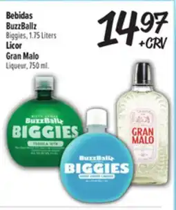 El Super Fresh Bebidas BuzzBallz Biggies, 1.75 Liters Licor Gran Malo offer