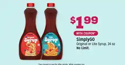 Grocery Outlet SimplyGO Original or Lite Syrup offer
