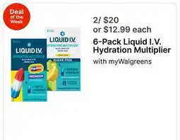 Walgreens 6-Pack Liquid I.V. Hydration Multiplier offer