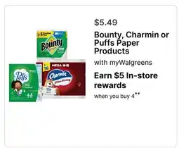 Walgreens Bounty, Charmin or Puffs Paper Products offer