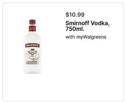 Walgreens Smirnoff Vodka, 750ml offer