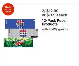 Walgreens 12-Pack Pepsi Products offer
