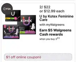 Walgreens U by Kotex Feminine Care offer