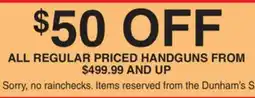 Dunham's Sports ALL REGULAR PRICED HANDGUNS offer