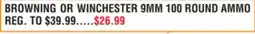 Dunham's Sports BROWNING OR WINCHESTER 9MM 100 ROUND AMMO offer