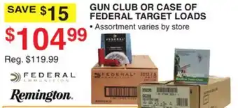 Dunham's Sports REMINGTON GUN CLUB OR CASE OF FEDERAL TARGET LOADS offer
