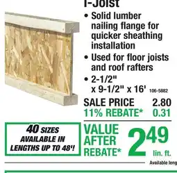 Menards I-Joist Engineered Lumber offer