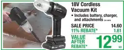 Menards 18V Cordless Vacuum Kit offer