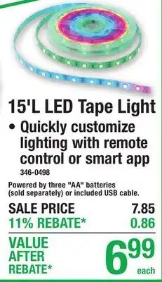 Menards 15'L LED Tape Light offer