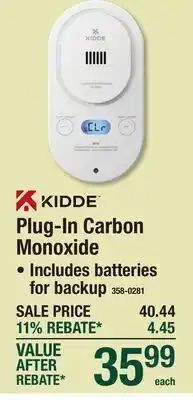 Menards KIDDE Plug-In Carbon Monoxide offer