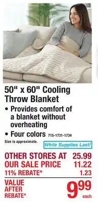 Menards 50 x 60 Cooling Throw Blanket offer