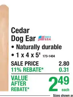 Menards Cedar Dog Ear offer