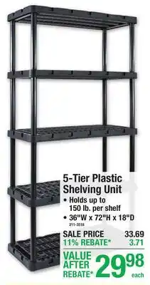 Menards 5-Tier Plastic Shelving Unit offer