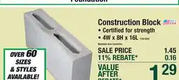 Menards Construction Block Foundation offer