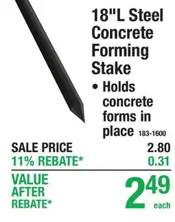 Menards 18L Steel Concrete Forming Stake offer